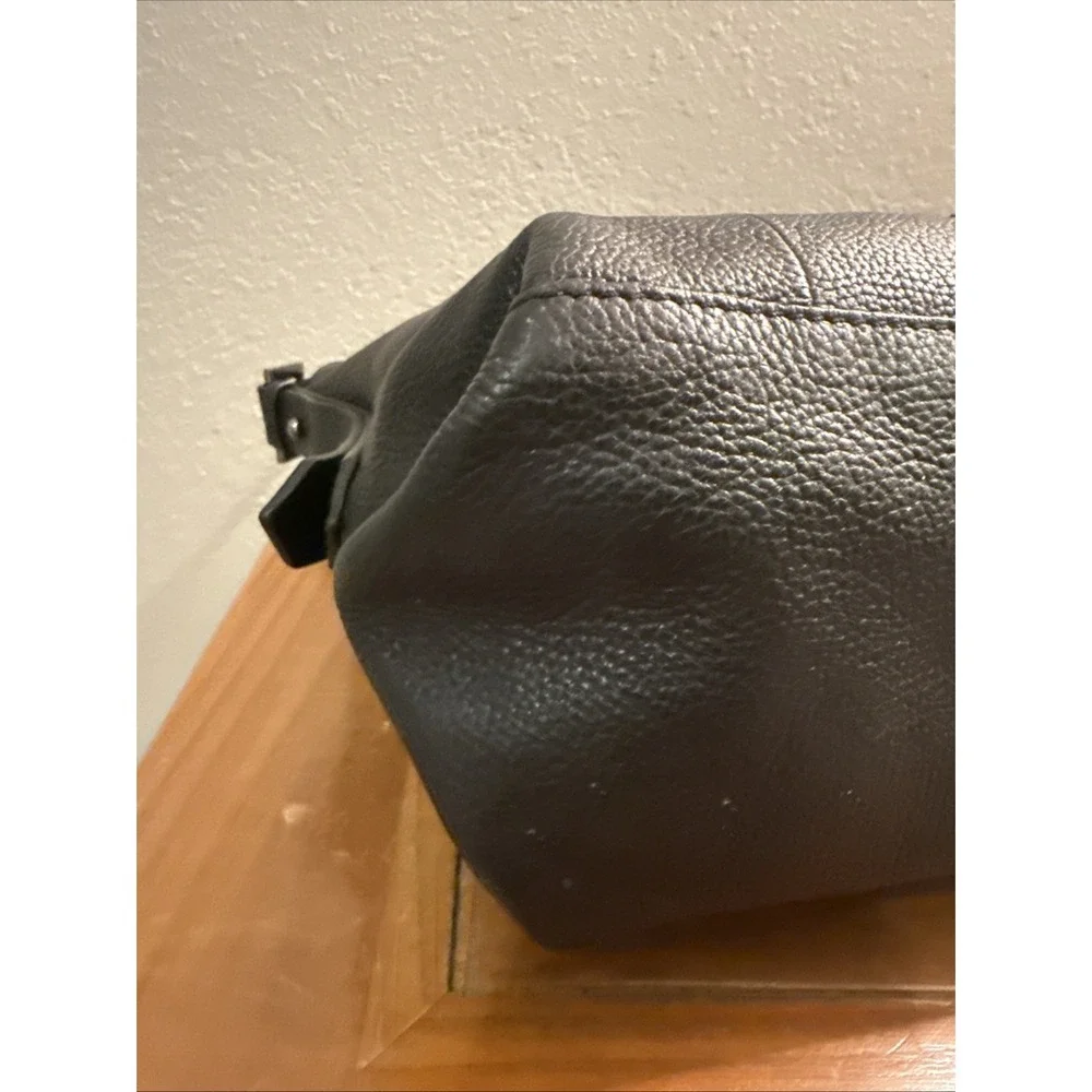 Tahari ASL Black Pebbled Leather Slouchy Hobo Shoulder Bag Adjustable Strap